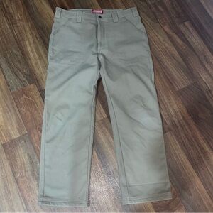Coleman Men's Khaki Canvas Pants Fleece Lined Work Outdoor Size 34x30